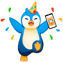 Dancing penguin with a party hat